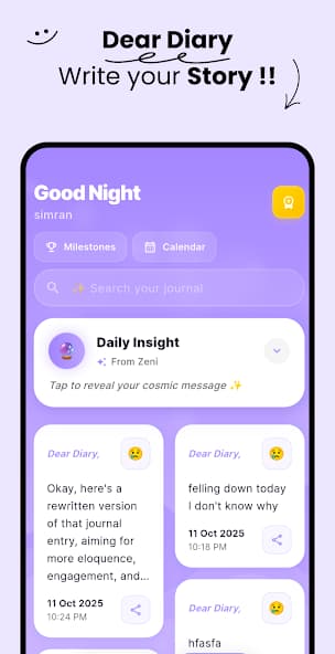 ZenDiary App Interface